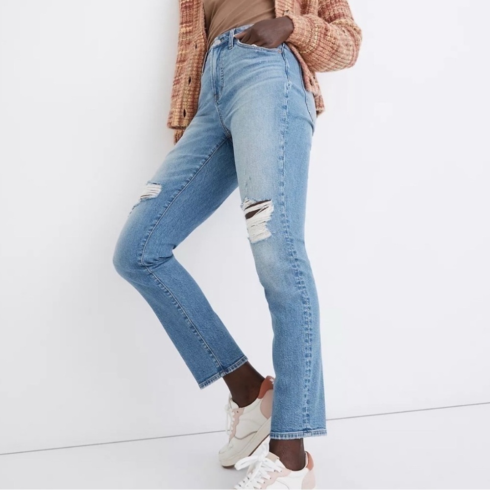 Madewell The Curvy Perfect Vintage Jeans Women’s 24‎ Light Blue Distressed